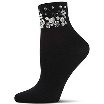 Women's "Mixed Emotion" Faux-Jewel-Trimmed Ankle Sock