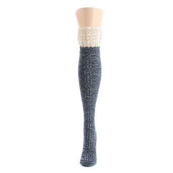 Design Lace Cotton Blend Knee High Sock