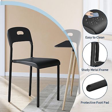 Dining Chairs,Stackable Dining Chair Set,Plastic Chair with Metal Legs,Patio Chair