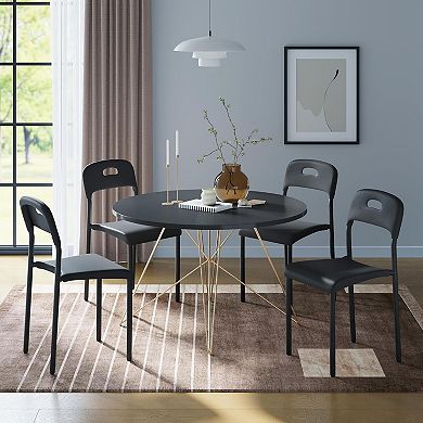 Dining Chairs,Stackable Dining Chair Set,Plastic Chair with Metal Legs,Patio Chair