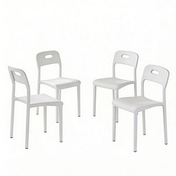 Dining Chairs,Stackable Dining Chair Set,Plastic Chair with Metal Legs,Patio Chair