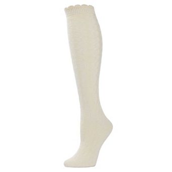 Cable-Knit Cotton Blend Knee High Socks