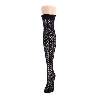 Chevron Bunch Combed Cotton Over The Knee Sock
