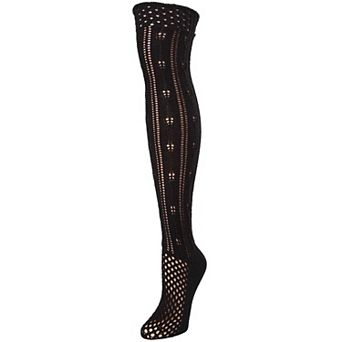 Fondant Crochet Stripe Over the Knee Boot Sock