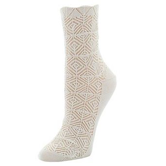 Natori Mesh Textured Cotton Blend Crew Socks