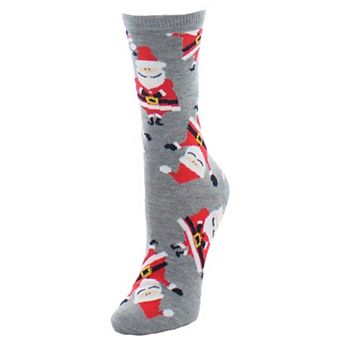 Women's Smiling Santa Claus Crew Socks