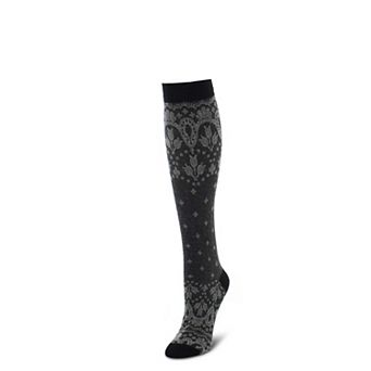 Feather Print Cotton Blend Knee High Socks