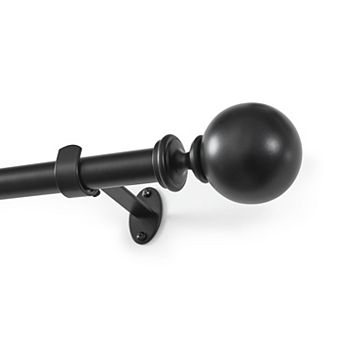Threadmade Cordelia 1-Inch Adjustable Decorative Single Curtain Rod with Globe Ball Finials