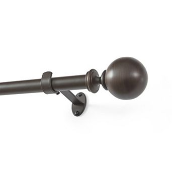 Threadmade Cordelia 1-Inch Adjustable Decorative Single Curtain Rod with Globe Ball Finials