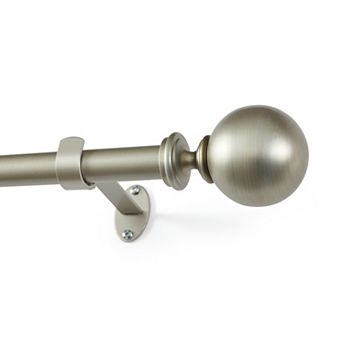 Threadmade Cordelia 1-Inch Adjustable Decorative Single Curtain Rod with Globe Ball Finials