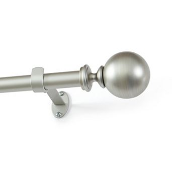 Threadmade Cordelia 1-Inch Adjustable Decorative Single Curtain Rod with Globe Ball Finials