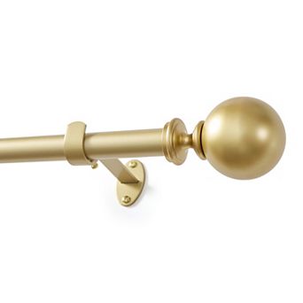 Threadmade Cordelia 1-Inch Adjustable Decorative Single Curtain Rod with Globe Ball Finials