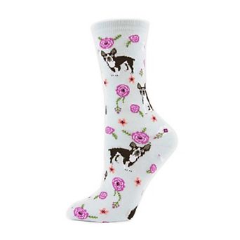French Bulldog and Roses Blend Crew Novelty Socks