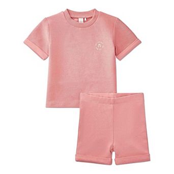 2 pc Baby and Toddler "Feel The Beat" Stretch Cotton Tee and Shorts Set