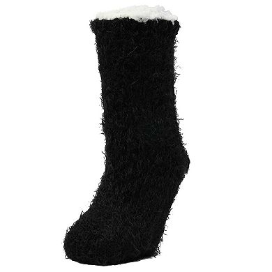 Women's Furry Sherpa-Lined Winter Crew Slipper Sock