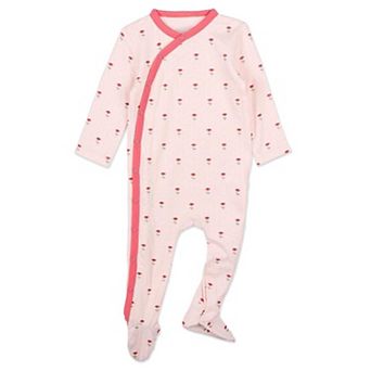 Baby Girls "Plant Your Dreams And Grow Happy" Floral Pointelle Footie