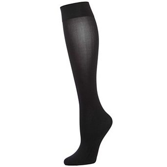 Women's Semi-Opaque Solid Black Knee High Trouser Sock