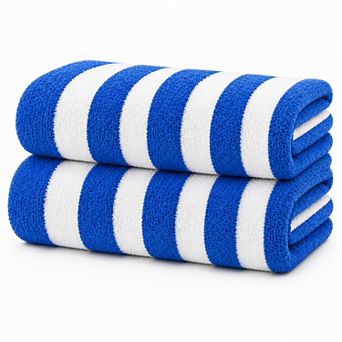 Cabana Terry Cloth Stripe 80% Cotton 20% Polyester 2 Pack Beach Bath Towel