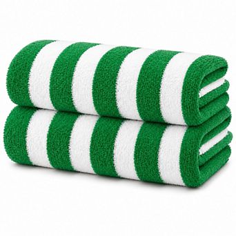 Cabana Terry Cloth Stripe 80% Cotton 20% Polyester 2 Pack Beach Bath Towel