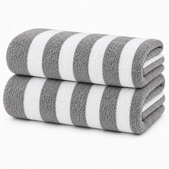 Cabana Terry Cloth Stripe 80% Cotton 20% Polyester 2 Pack Beach Bath Towel