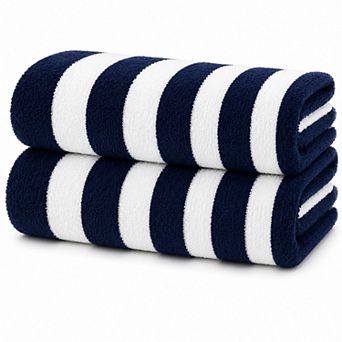 Cabana Terry Cloth Stripe 80% Cotton 20% Polyester 2 Pack Beach Bath Towel
