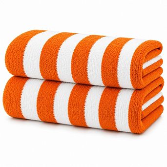 Cabana Terry Cloth Stripe 80% Cotton 20% Polyester 2 Pack Beach Bath Towel