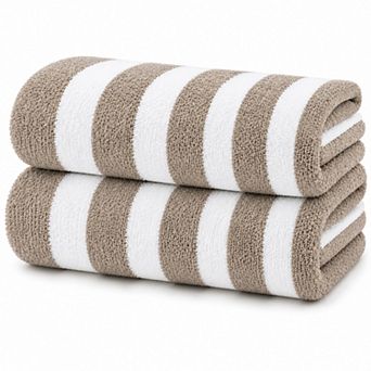 Cabana Terry Cloth Stripe 80% Cotton 20% Polyester 2 Pack Beach Bath Towel