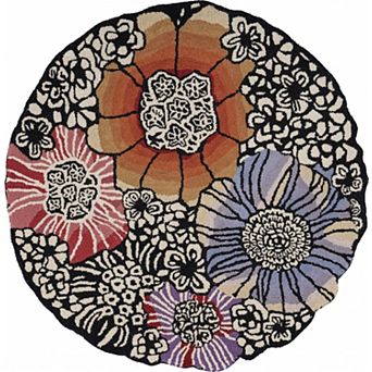 HomeRoots Round No Pattern and Not Solid Color Wool Area Rug