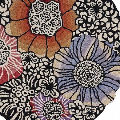 HomeRoots Round No Pattern and Not Solid Color Wool Area Rug