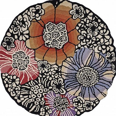 HomeRoots Round No Pattern and Not Solid Color Wool Area Rug