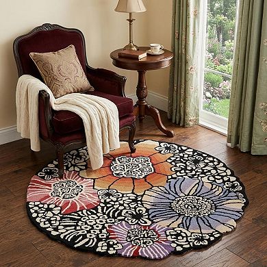 HomeRoots Round No Pattern and Not Solid Color Wool Area Rug