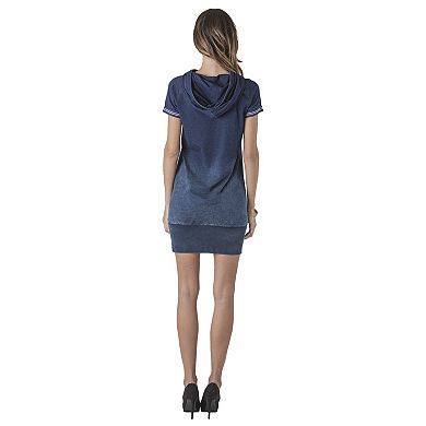Denim Short Sleeve Drawstring Hooded Dress
