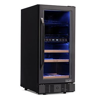 Newair 15" Wine & Beverage Fridge - 13 Bottle/48 Can, Dual Zone, Black Stainless, SplitShelf