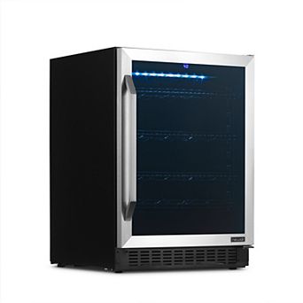 Newair 24" Wine & Beverage Fridge 179 Can/49 Bottle, Built-in/Freestanding, Stainless Steel