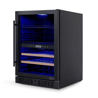 Newair 24" Wine & Beverage Fridge - 24 Bottle/100 Can, Dual Zone, Black Stainless Steel