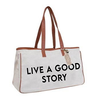 Magid Canvas Slogan Tote "LIVE A GOOD STORY"