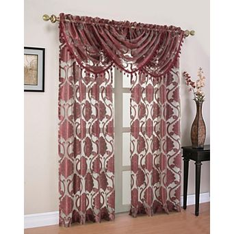 Kate Aurora Organza Sheer Milawi Complete 5 pc Window Curtain Set