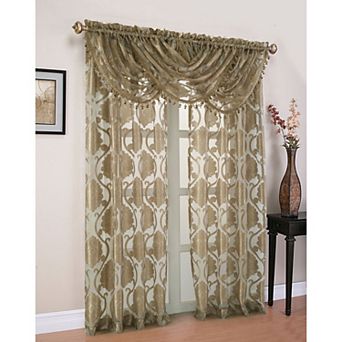 Kate Aurora Organza Sheer Milawi Complete 5 pc Window Curtain Set