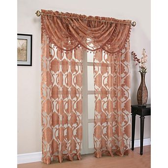 Kate Aurora Organza Sheer Milawi Complete 5 pc Window Curtain Set