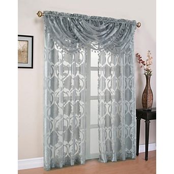 Kate Aurora Organza Sheer Milawi Complete 5 pc Window Curtain Set