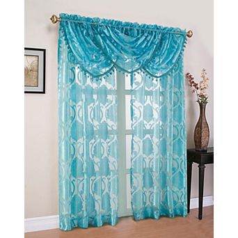 Kate Aurora Organza Sheer Milawi Complete 5 pc Window Curtain Set