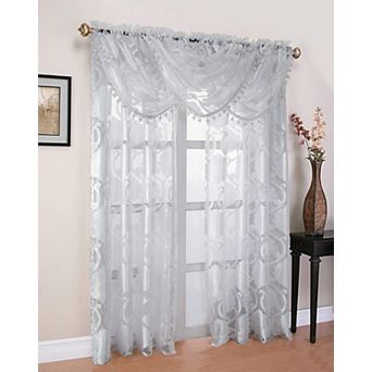 Kate Aurora Organza Sheer Milawi Complete 5 pc Window Curtain Set
