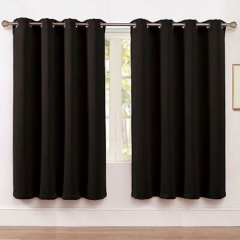 Kate Aurora Set of 2 Thermal Room Darkening Grommet Top Curtains For Small Windows