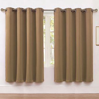 Kate Aurora Set of 2 Thermal Room Darkening Grommet Top Curtains For Small Windows
