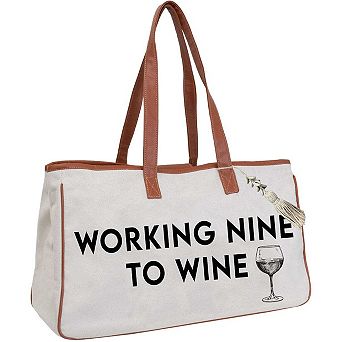 Magid Canvas Wine Tote "WORKING NINE TO WINE"