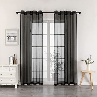Kate Aurora 2 pc Extra Long Grommet Top Sheer Voile Window Curtain Pair