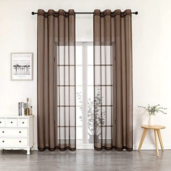 Kate Aurora 2 pc Extra Long Grommet Top Sheer Voile Window Curtain Pair