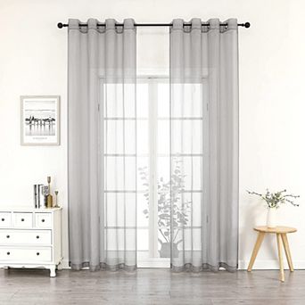 Kate Aurora 2 pc Extra Long Grommet Top Sheer Voile Window Curtain Pair