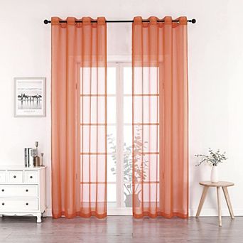 Kate Aurora 2 pc Extra Long Grommet Top Sheer Voile Window Curtain Pair