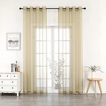Kate Aurora 2 pc Extra Long Grommet Top Sheer Voile Window Curtain Pair